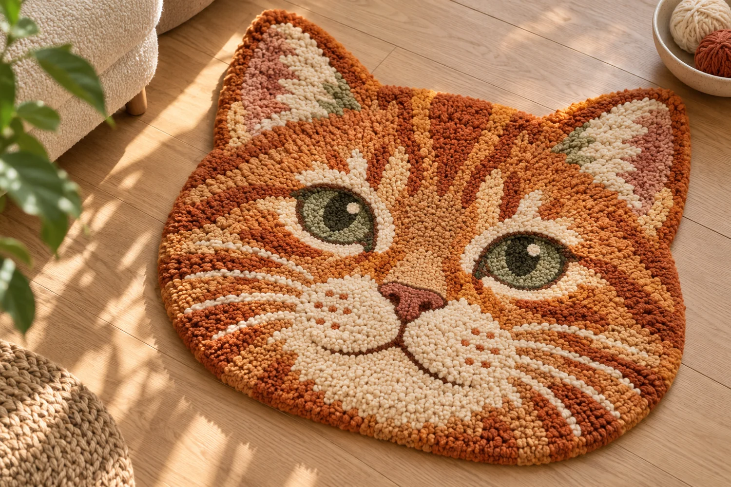 猫のシルエットをかたどったペットラグのイメージ